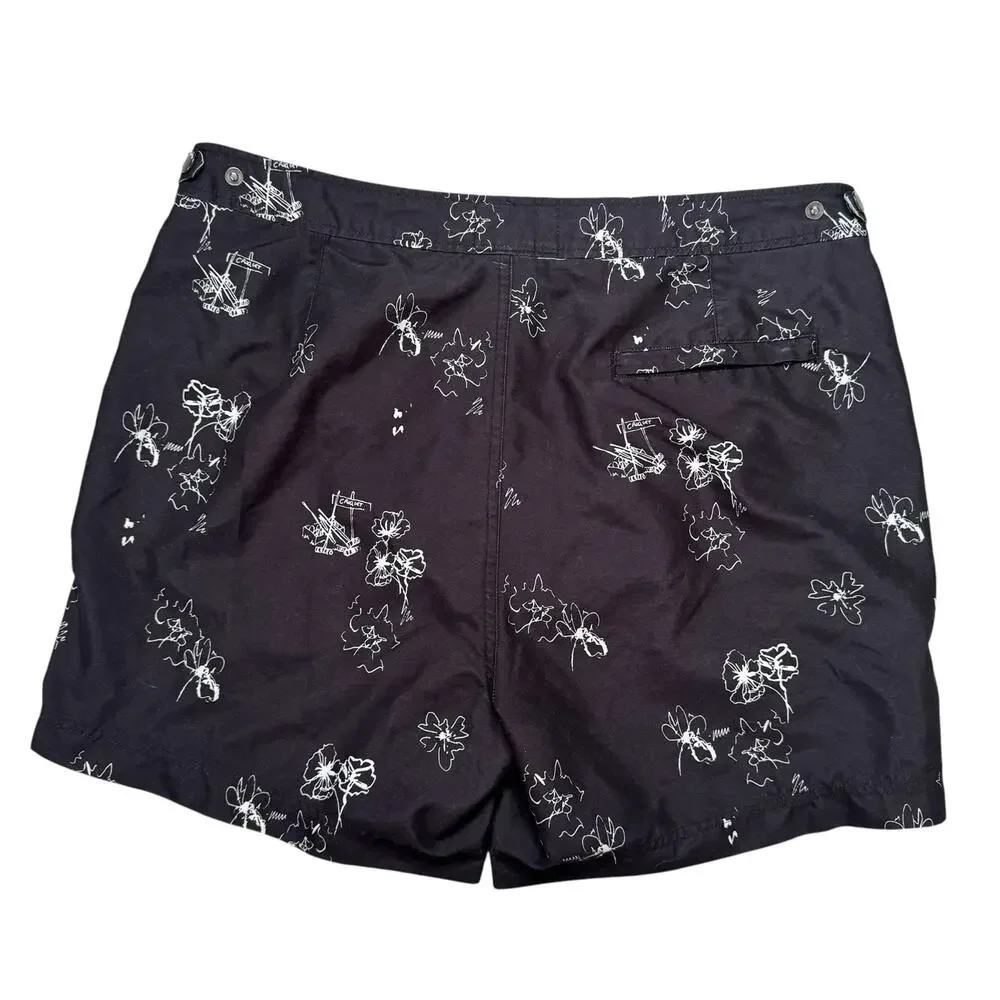 TED BAKER Black Tropical Burrel Swim Short Size Large (4) Mens Lined Pockets